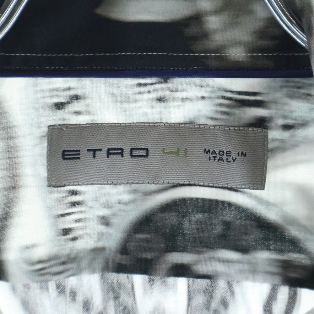 ETRO(エトロ) ペイズリー柄 長袖シャツ レギュラーカラー ホワイト/ブラック 141-11453-4084