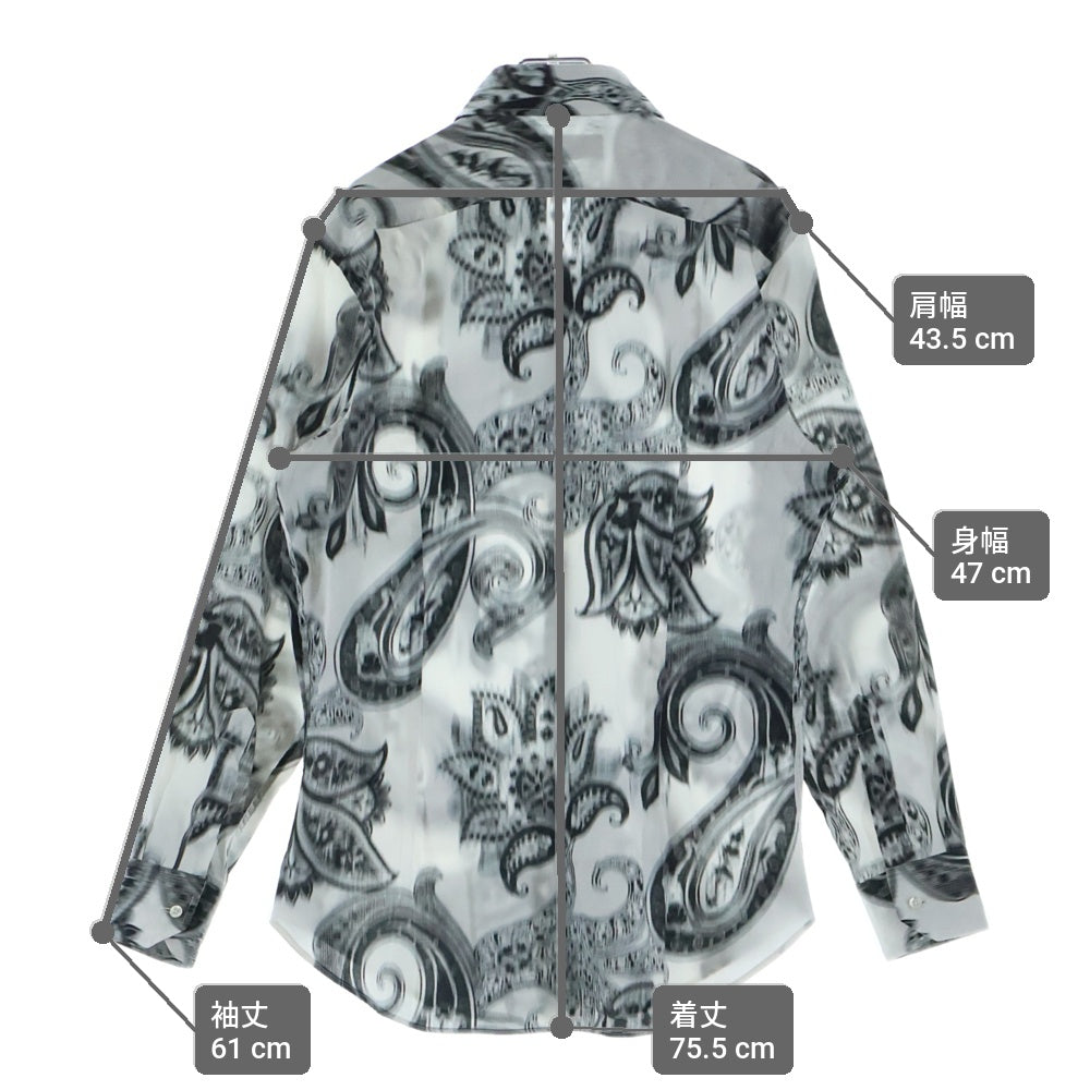 ETRO(エトロ) ペイズリー柄 長袖シャツ レギュラーカラー ホワイト/ブラック 141-11453-4084