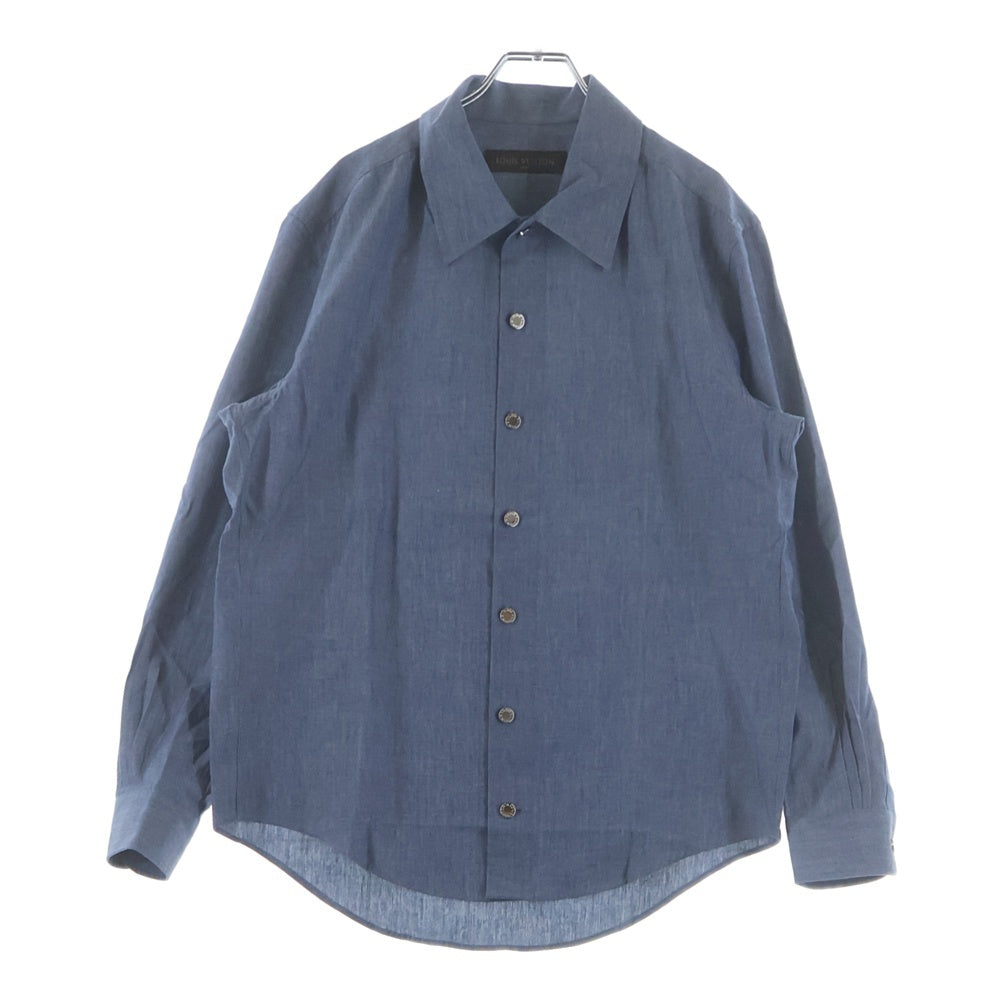 LOUIS VUITTON(ルイヴィトン) ウール混 ドレスシャツ バックプリント 長袖シャツ インディゴ MR162 DKX HAS87W
