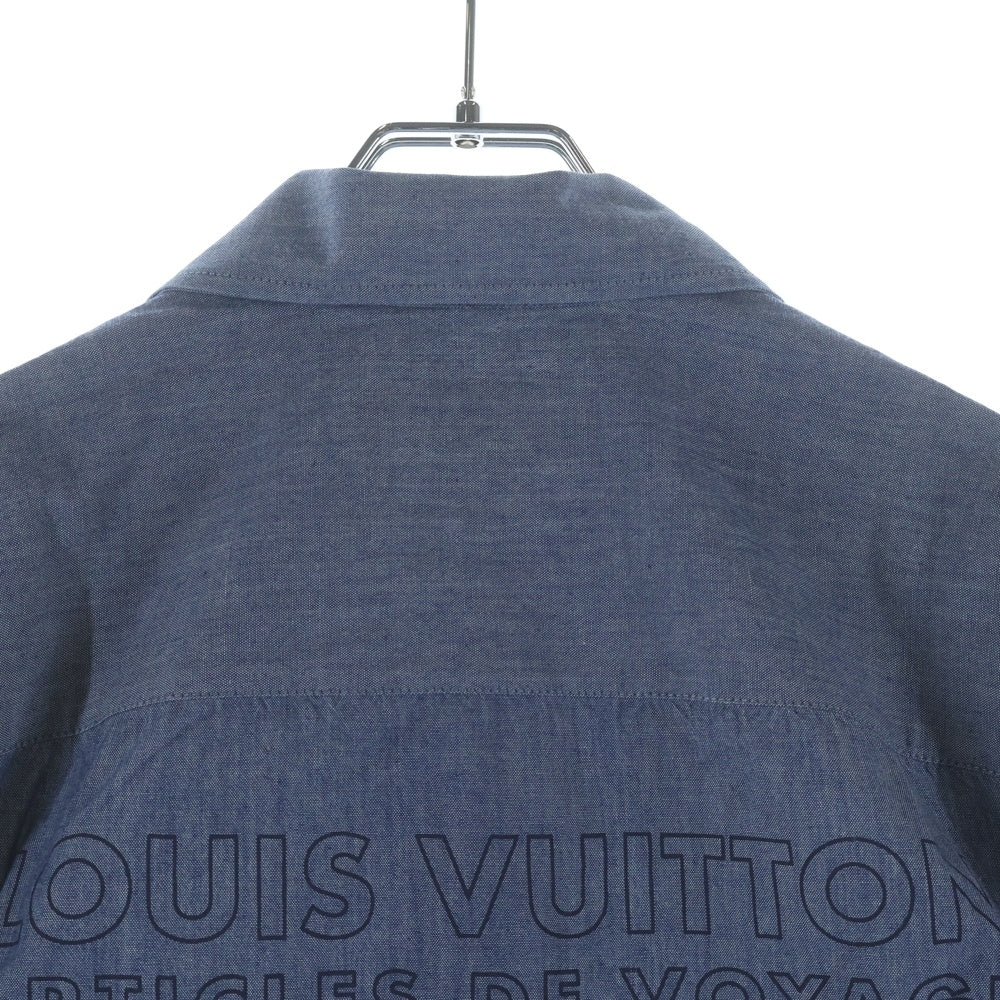 LOUIS VUITTON(ルイヴィトン) ウール混 ドレスシャツ バックプリント 長袖シャツ インディゴ MR162 DKX HAS87W
