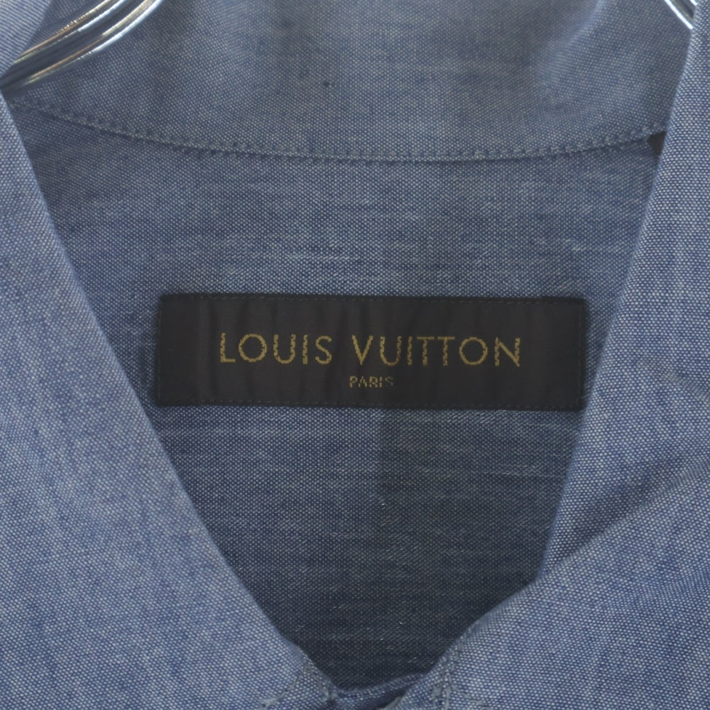 LOUIS VUITTON(ルイヴィトン) ウール混 ドレスシャツ バックプリント 長袖シャツ インディゴ MR162 DKX HAS87W