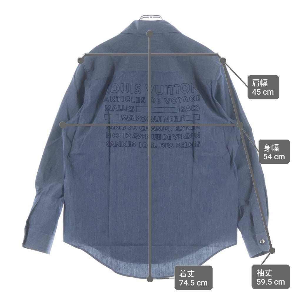 LOUIS VUITTON(ルイヴィトン) ウール混 ドレスシャツ バックプリント 長袖シャツ インディゴ MR162 DKX HAS87W