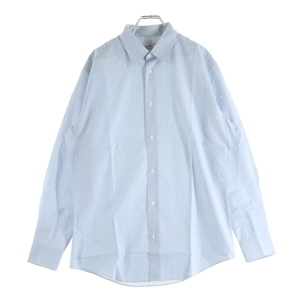 HERMES(エルメス) セリエボタン ドレスシャツ 長袖シャツ カットソー フラワーライン ボーダー グレー