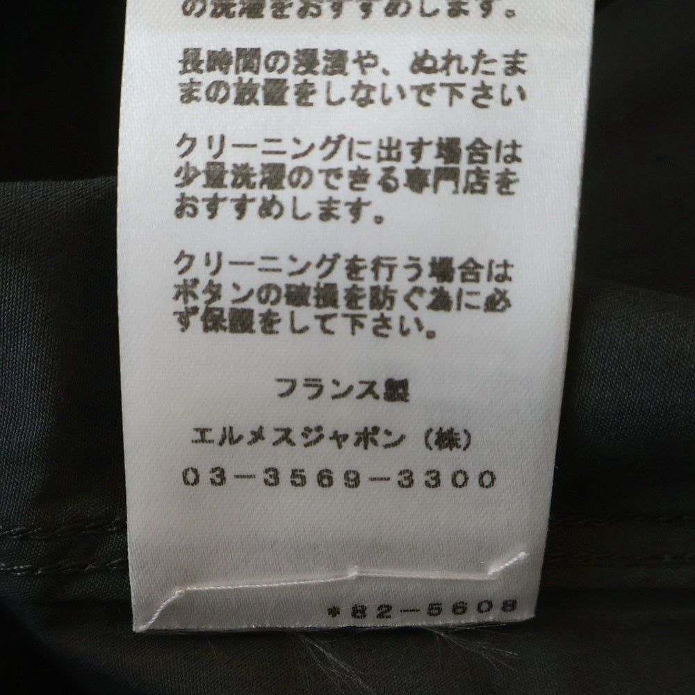 HERMES(エルメス) セリエボタン ドレスシャツ 長袖fシャツ カットソー ピンクライン チャコールグレー