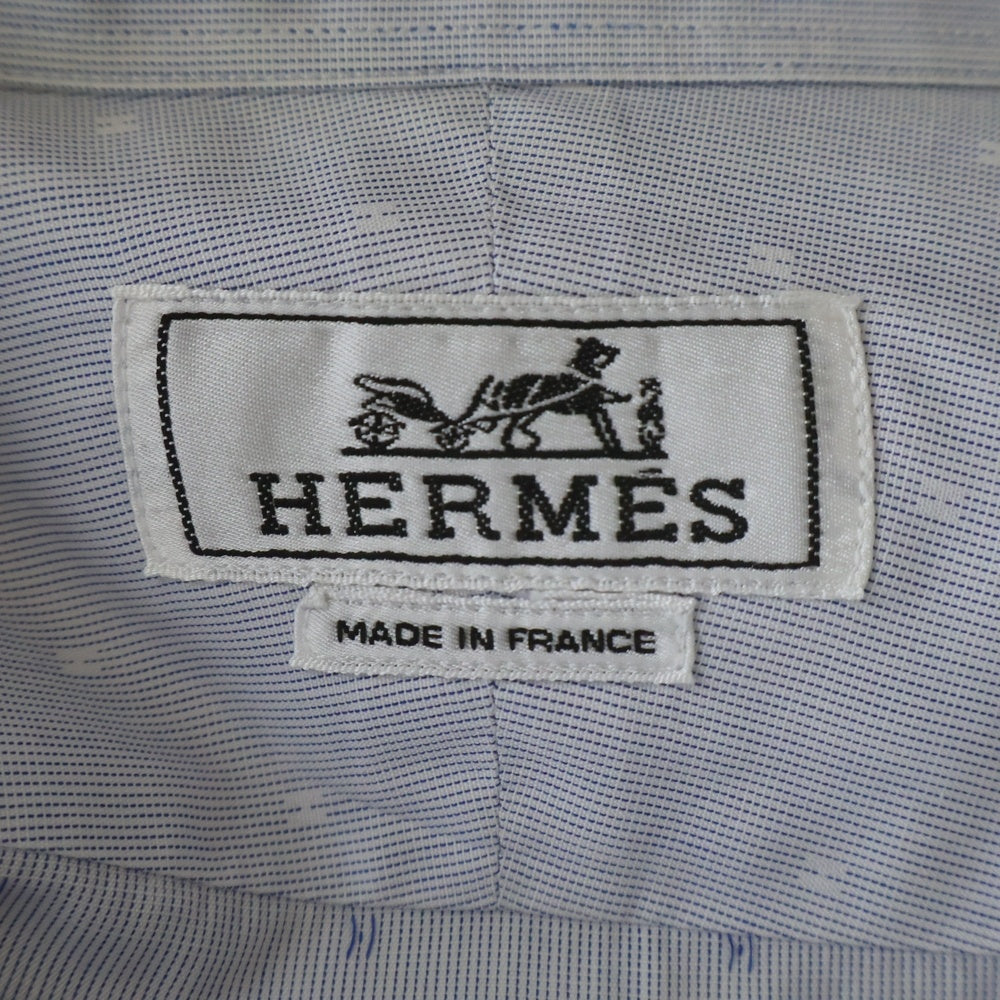 HERMES(エルメス) セリエボタン ドレスシャツ 長袖シャツ カットソー H総柄 ブルー