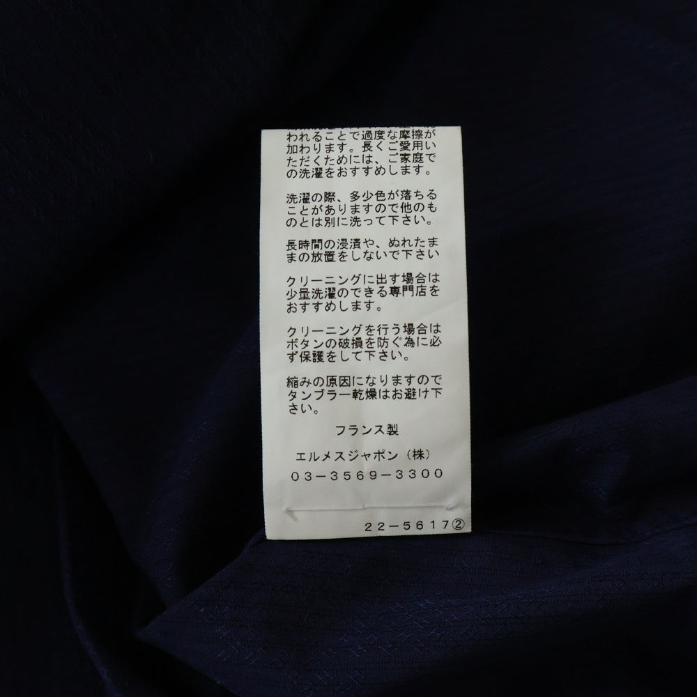 HERMES(エルメス) セリエボタン ドレスシャツ 長袖シャツ カットソー H総柄 ネイビー