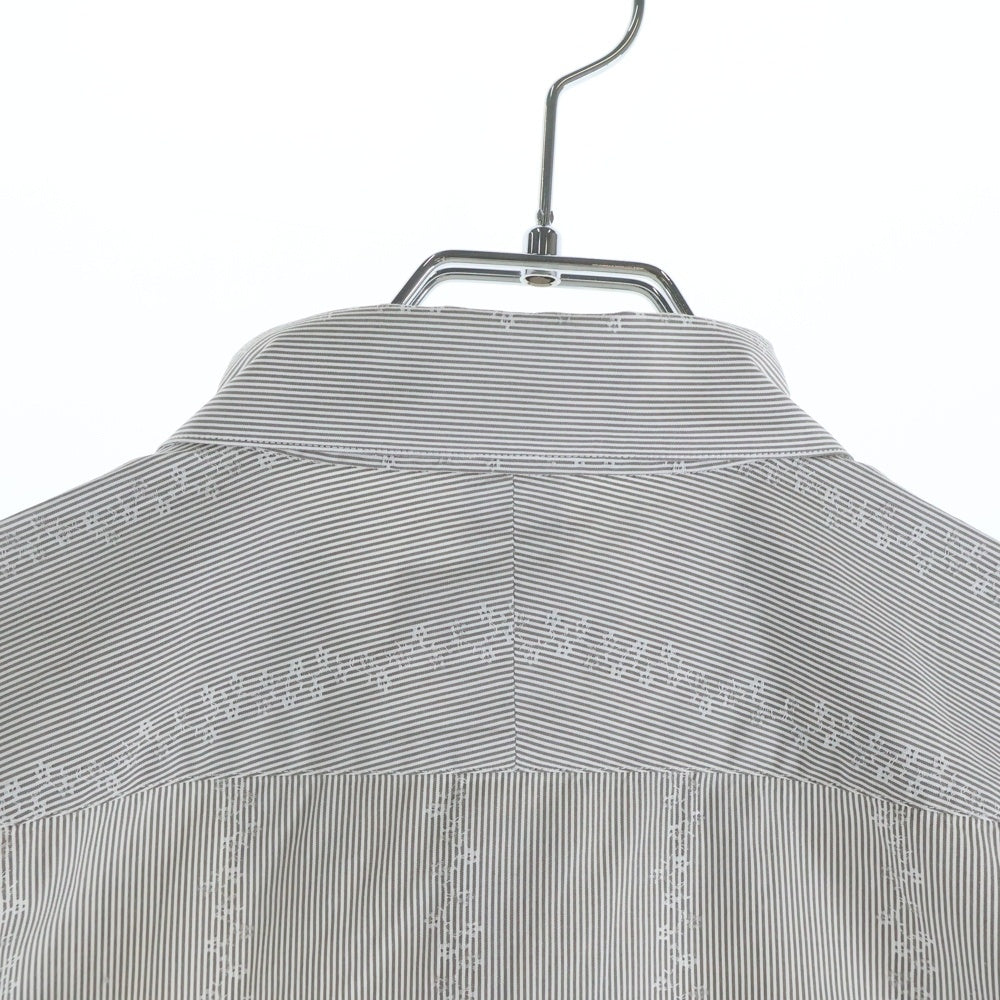 HERMES(エルメス) セリエボタン ドレスシャツ 長袖シャツ カットソー フラワーライン ボーダー グリーン