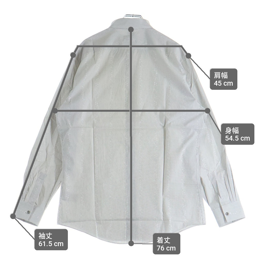 HERMES(エルメス) セリエボタン ドレスシャツ 長袖シャツ カットソー フラワーライン ボーダー グリーン