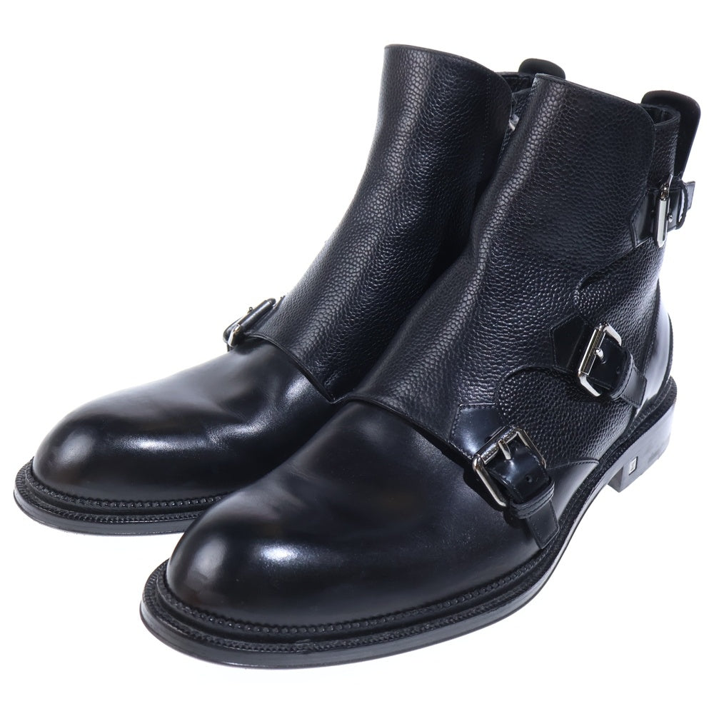 LOUIS VUITTON(ルイヴィトン) レザー ブーツ ベルトデザイン シボ革 ドレスシューズ ブラック ST0155