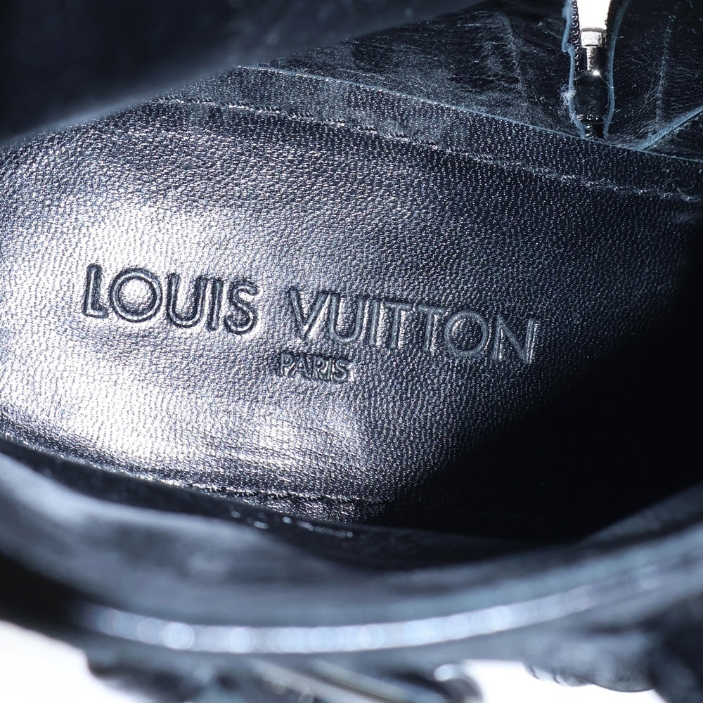 LOUIS VUITTON(ルイヴィトン) レザー ブーツ ベルトデザイン シボ革 ドレスシューズ ブラック ST0155