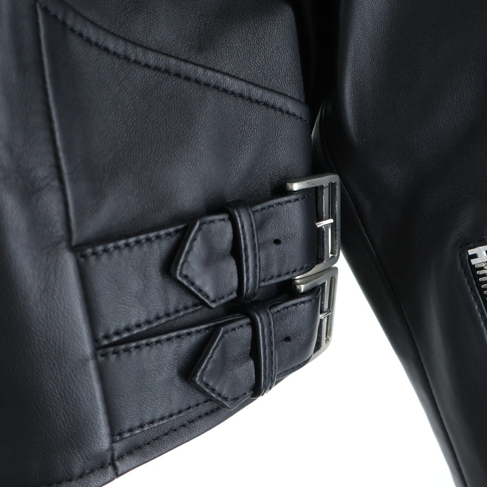 HERMES(エルメス) セミダブルライダースジャケット 羊皮 ラムレザー ブラック H638608