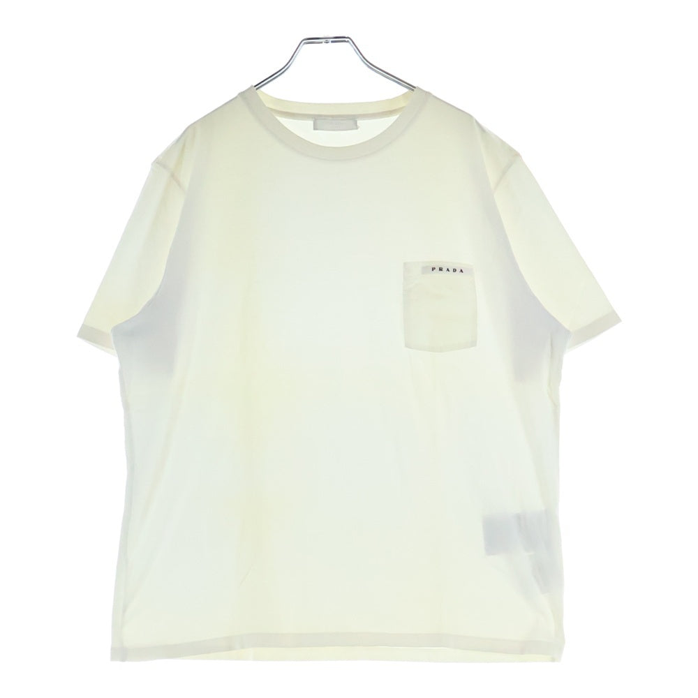 PRADA(プラダ) 21AW ラバーロゴ ナイロンポケット クルーネック半袖Tシャツカットソー ホワイト SJN250 R192 710