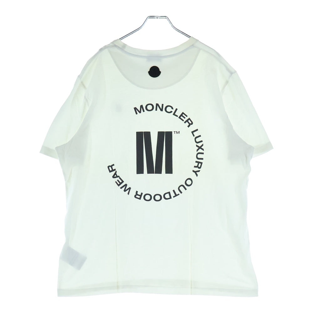 MONCLER(モンクレール) 22SS SS TSHIRT ロゴバックプリント ワンポイント刺繍 クルーネック半袖Tシャツカットソー ホワイト H10918C00026 829H8