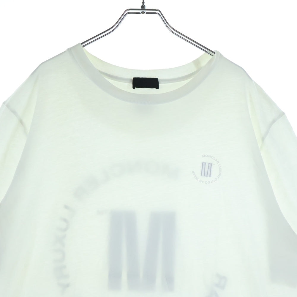 MONCLER(モンクレール) 22SS SS TSHIRT ロゴバックプリント ワンポイント刺繍 クルーネック半袖Tシャツカットソー ホワイト H10918C00026 829H8