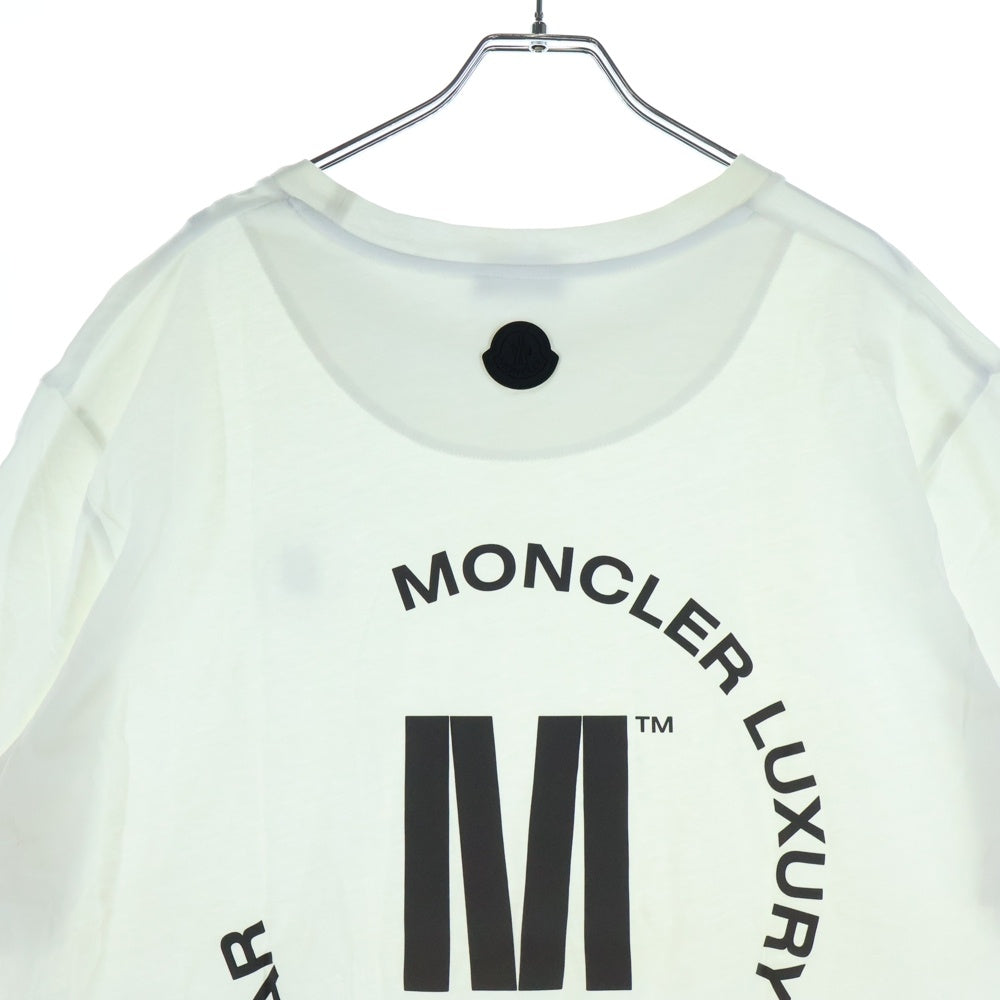 MONCLER(モンクレール) 22SS SS TSHIRT ロゴバックプリント ワンポイント刺繍 クルーネック半袖Tシャツカットソー ホワイト H10918C00026 829H8