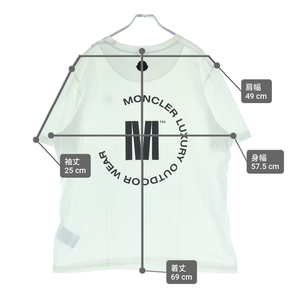MONCLER(モンクレール) 22SS SS TSHIRT ロゴバックプリント ワンポイント刺繍 クルーネック半袖Tシャツカットソー ホワイト H10918C00026 829H8