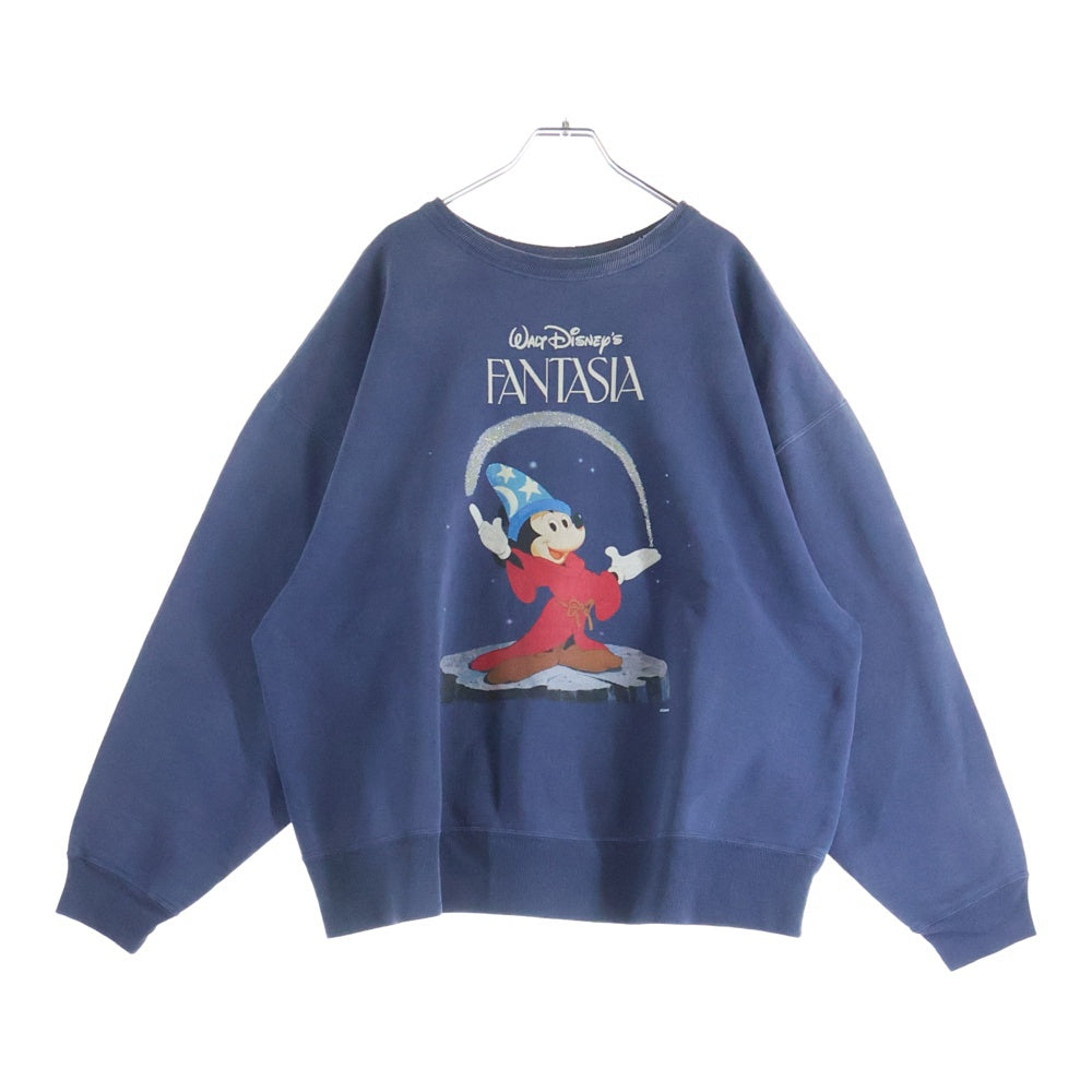 SAINT MICHAEL(セントマイケル) ×Disney FANTASIA DNF CREW N SWEAT FANTSIA SM-HR8-0000-C67 ディズニー ファンタジア ダメージ加工 クルーネックスウェットトレーナー ネイビー