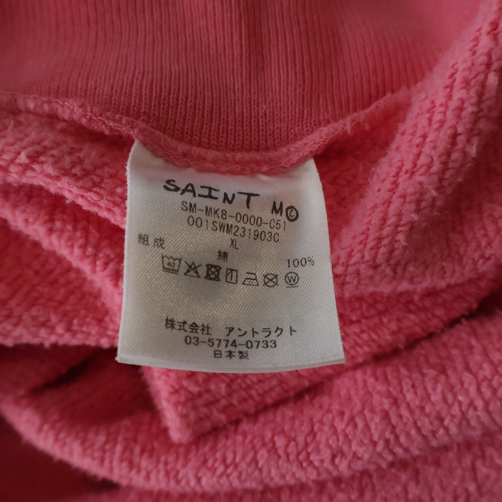 SAINT MICHAEL(セントマイケル) ×A BATHING APE BAPE_SS CRW N SWT SM-MK8-0000-C51 アベイシングエイプ フロントプリントクルーネック半袖スウェットTシャツカットソー ピンク