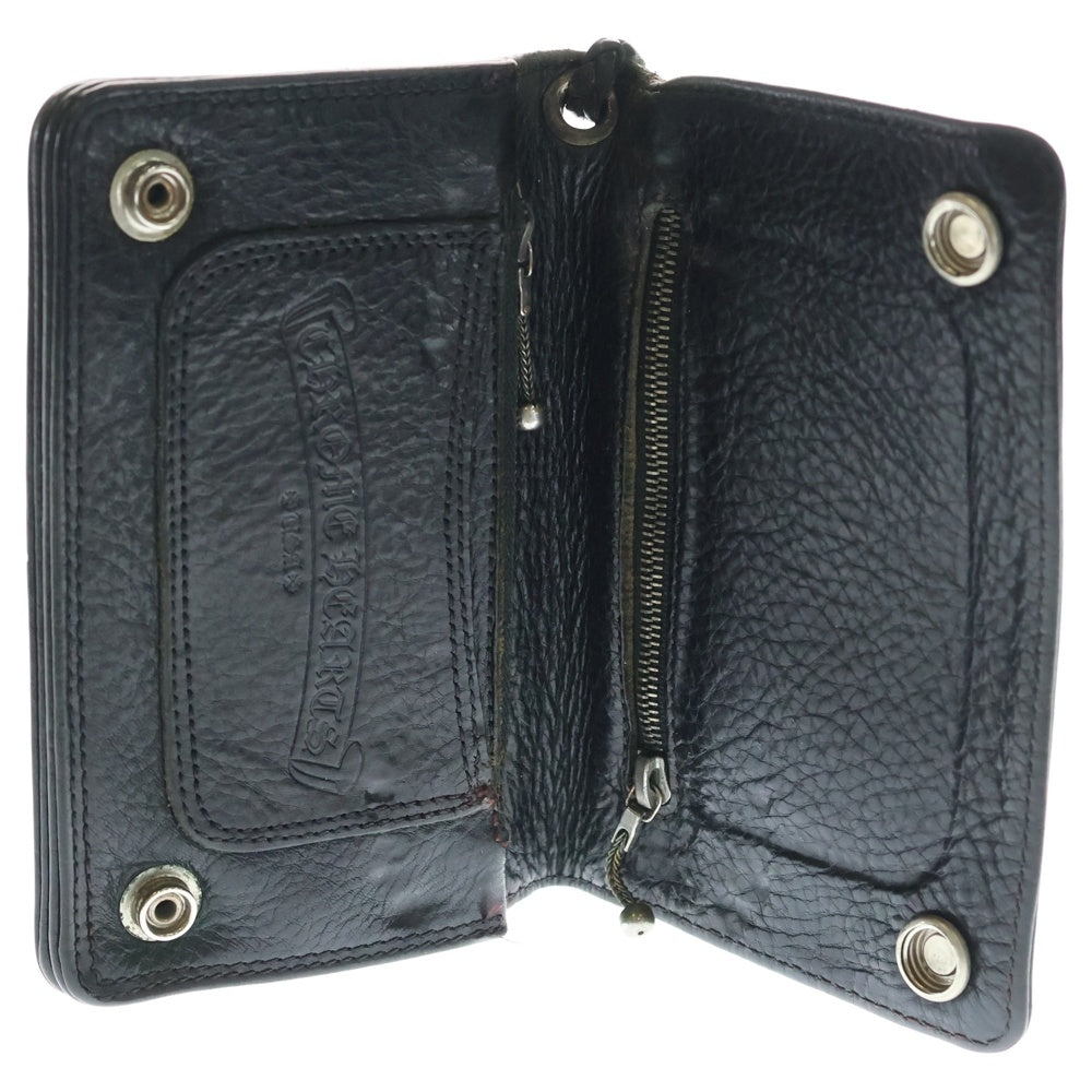 CHROME HEARTS(クロムハーツ) 2ZIP 2ジップ クロスボールボタンレザーウォレット 財布 ブラック BCA363