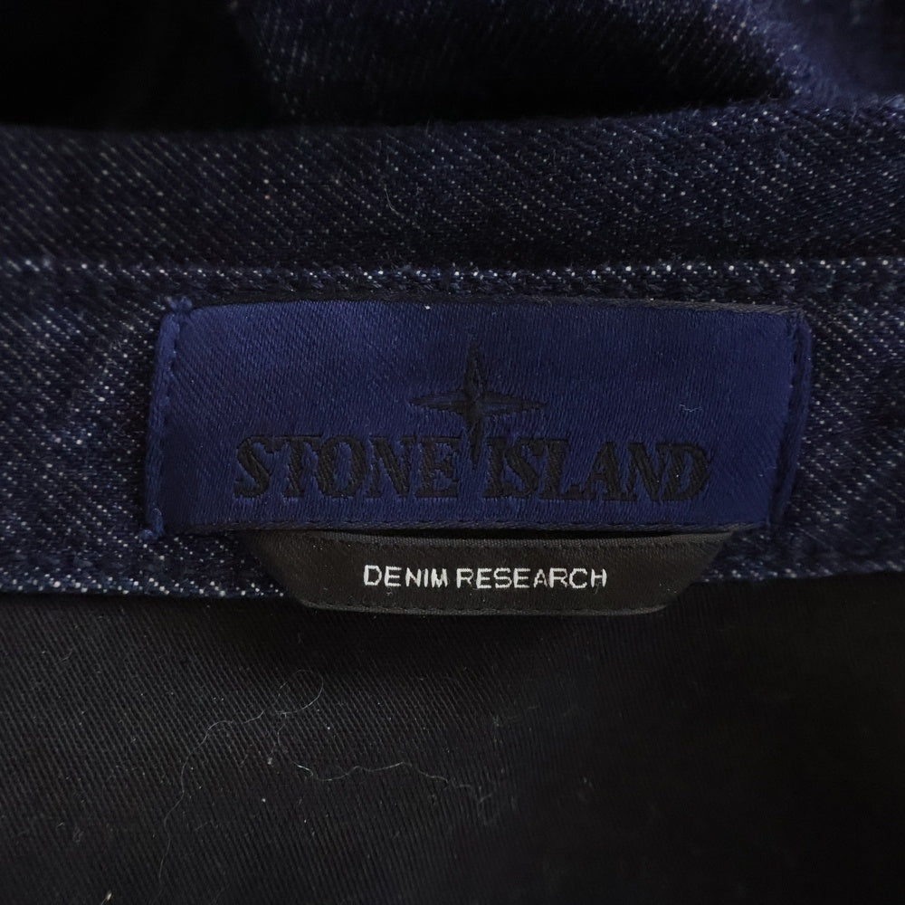 STONE ISLAND(ストーンアイランド) 25AW Logo Patch Denim Overshirt ロゴワッペン デニム オーバーサイズ 長袖シャツ インディゴ K2S151100008S00J7
