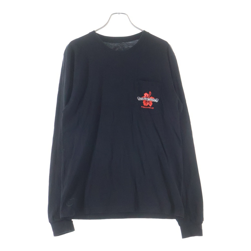 CHROME HEARTS(クロムハーツ) Honolulu Limited Back Scroll Logo L/S Tee ホノルル限定 バックスクロールロゴプリント クルーネック長袖Tシャツカットソー ロングスリーブ ロンT ブラック