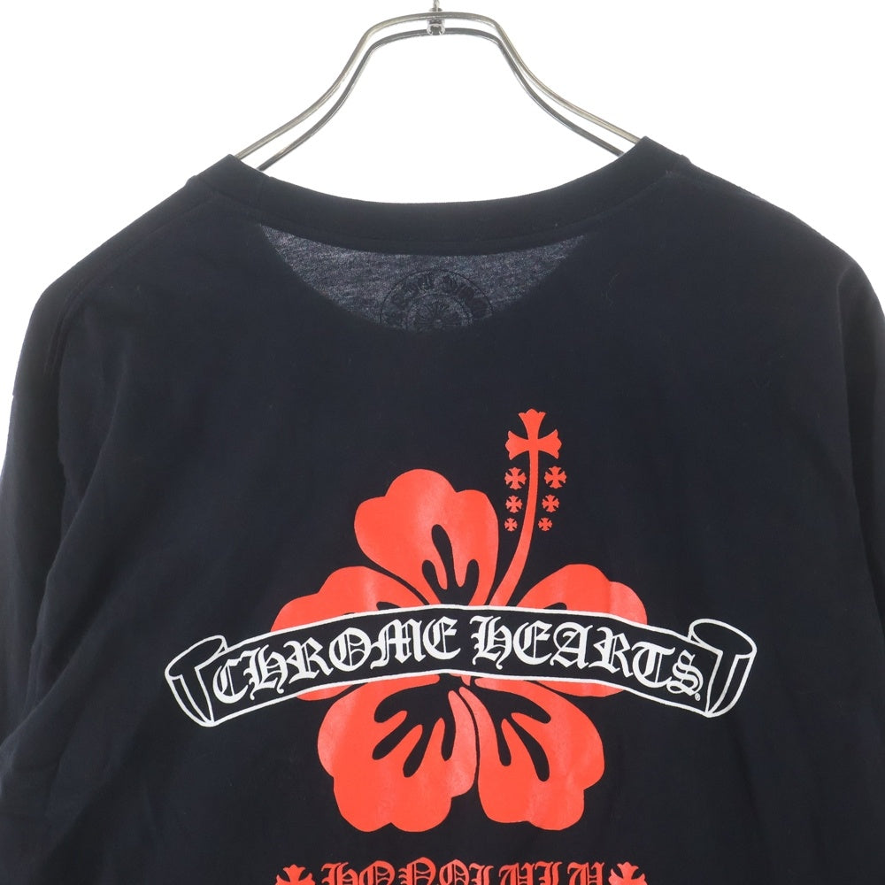 CHROME HEARTS(クロムハーツ) Honolulu Limited Back Scroll Logo L/S Tee ホノルル限定 バックスクロールロゴプリント クルーネック長袖Tシャツカットソー ロングスリーブ ロンT ブラック