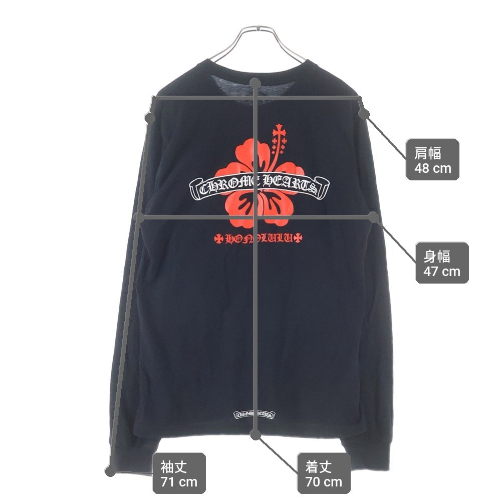 CHROME HEARTS(クロムハーツ) Honolulu Limited Back Scroll Logo L/S Tee ホノルル限定 バックスクロールロゴプリント クルーネック長袖Tシャツカットソー ロングスリーブ ロンT ブラック