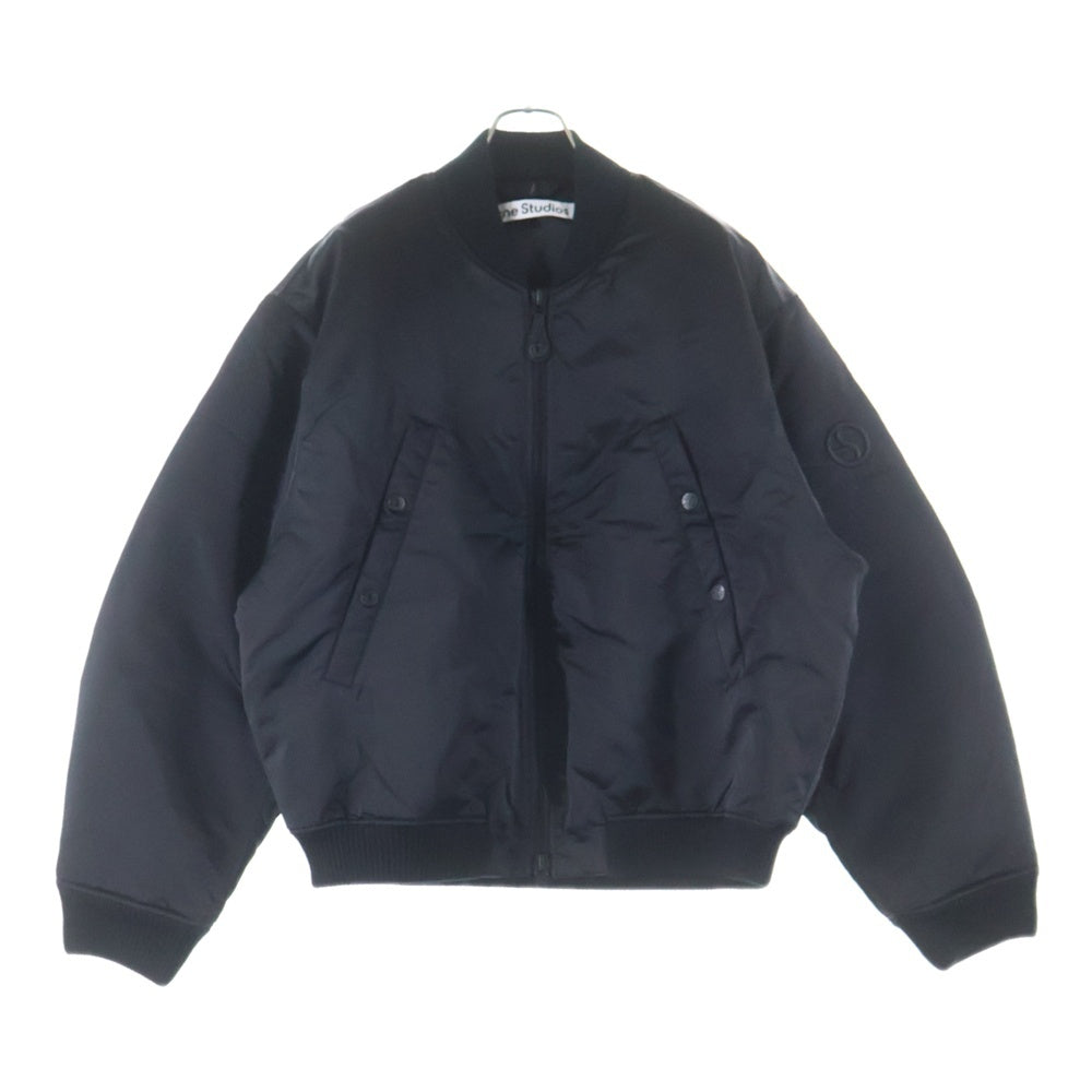 Acne Studios(アクネ ストゥディオズ) ロゴグラム 中綿ボンバージャケット MA-1 ブルゾンジャケット ブラック FN-MN-OUTW001129