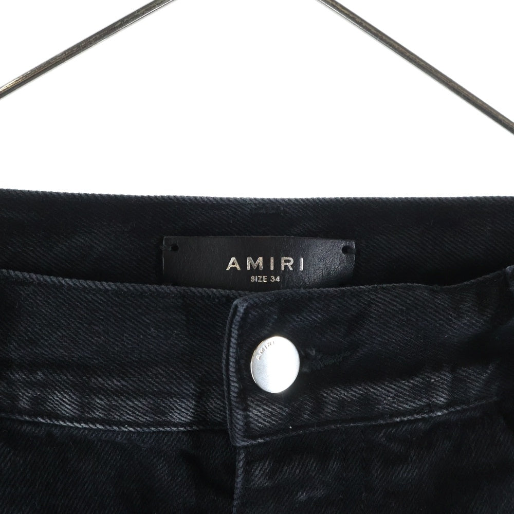 AMIRI(アミリ) デストロイ加工 ウォッシュド ワイドバギーデニムパンツ ブラック SRAMDNGH1086SMRBC00