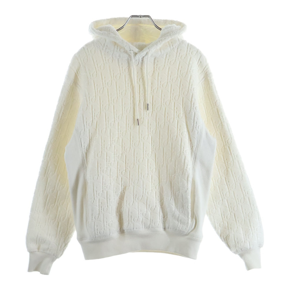 DIOR(ディオール) 22SS 総柄 オブリーク ジャガード プルオーバーフーディー パーカー スウェット ホワイト レディース 113J631A0684