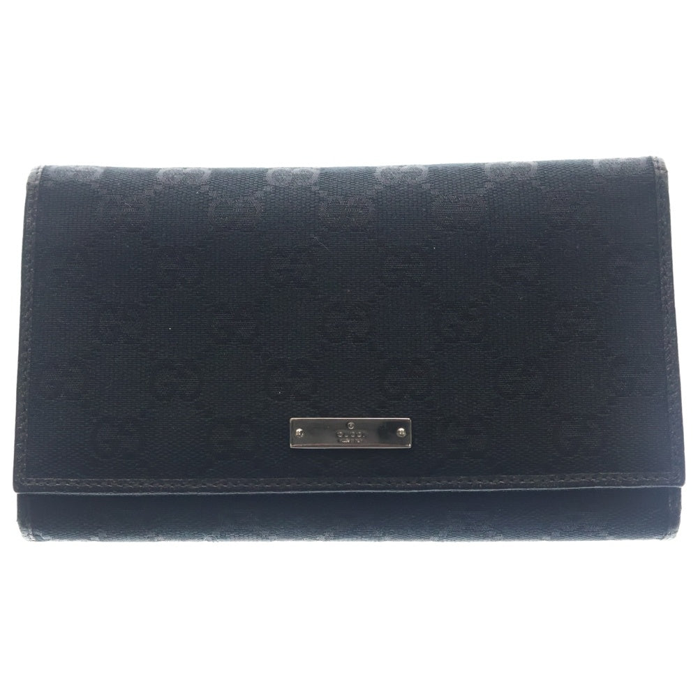 GUCCI(グッチ) GG柄 GGキャンバス ロゴプレート ロングウォレット ブラック 115100