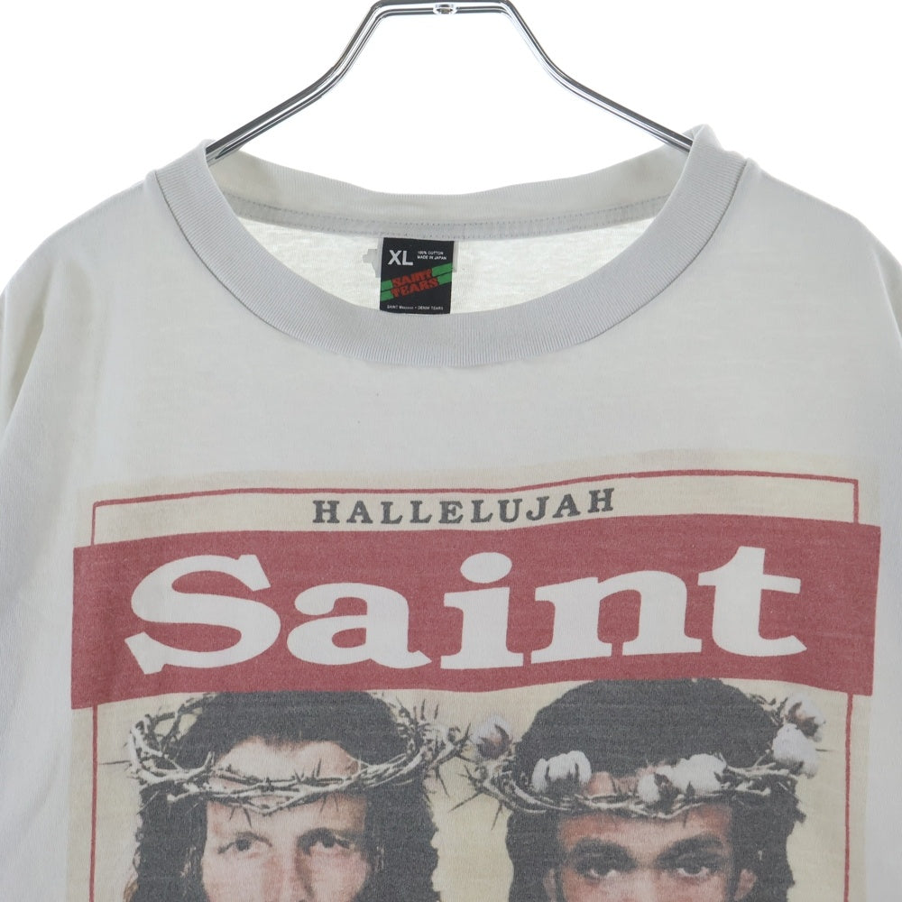 SAINT MICHAEL(セントマイケル) ×Denim Tears デニムティアーズ HOLY STATE プリント クルーネック 半袖Tシャツ カットソー ホワイト SM-S22-0000-062