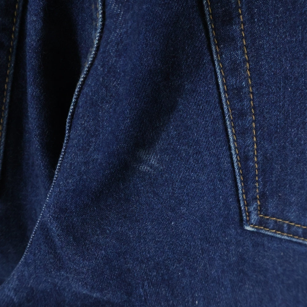 STUSSY(ステューシー) COW LEATHER PATCH DENIM PANTS カウレザーパッチ ワイドストレート デニムパンツ ジーンズ インディゴ