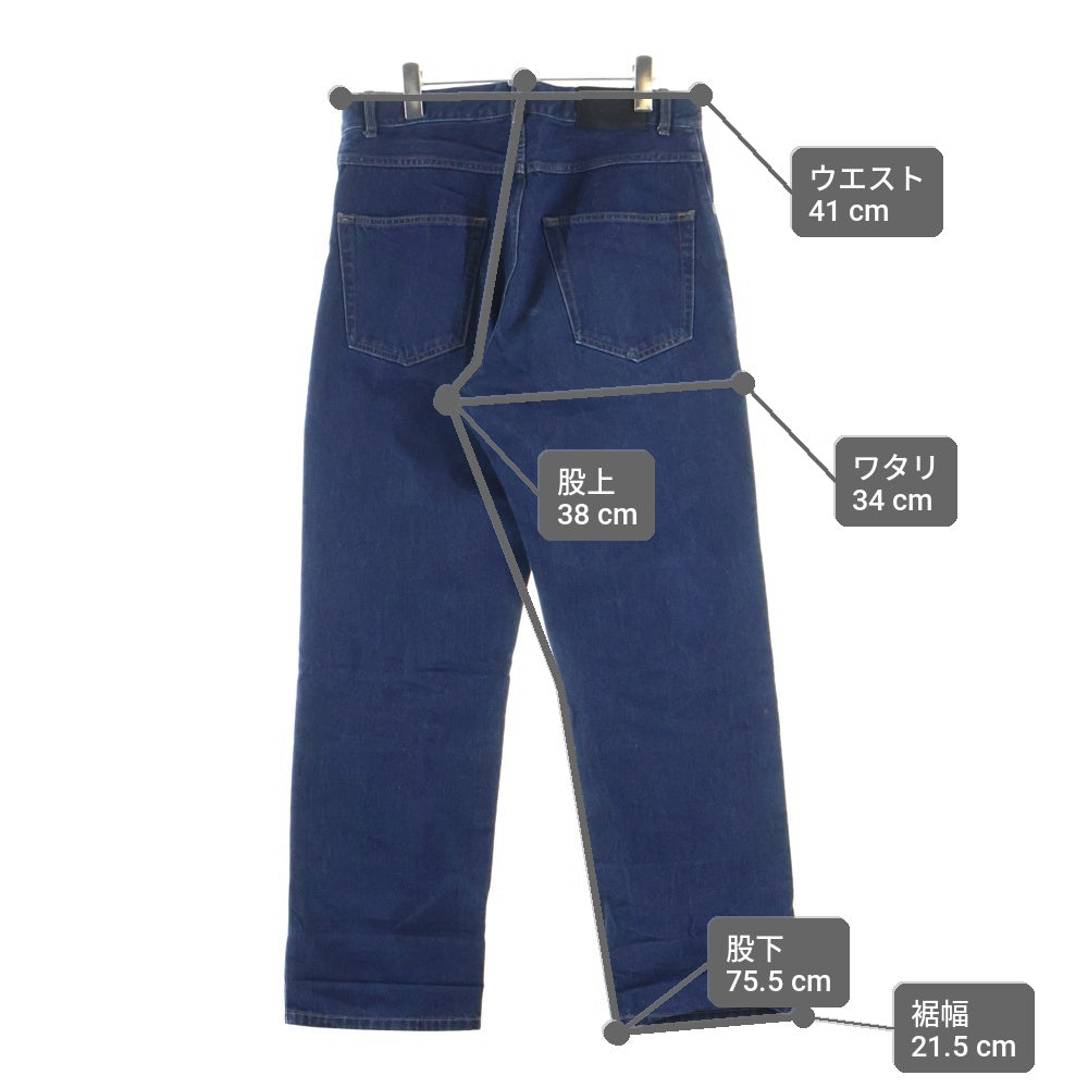STUSSY(ステューシー) COW LEATHER PATCH DENIM PANTS カウレザーパッチ ワイドストレート デニムパンツ ジーンズ インディゴ