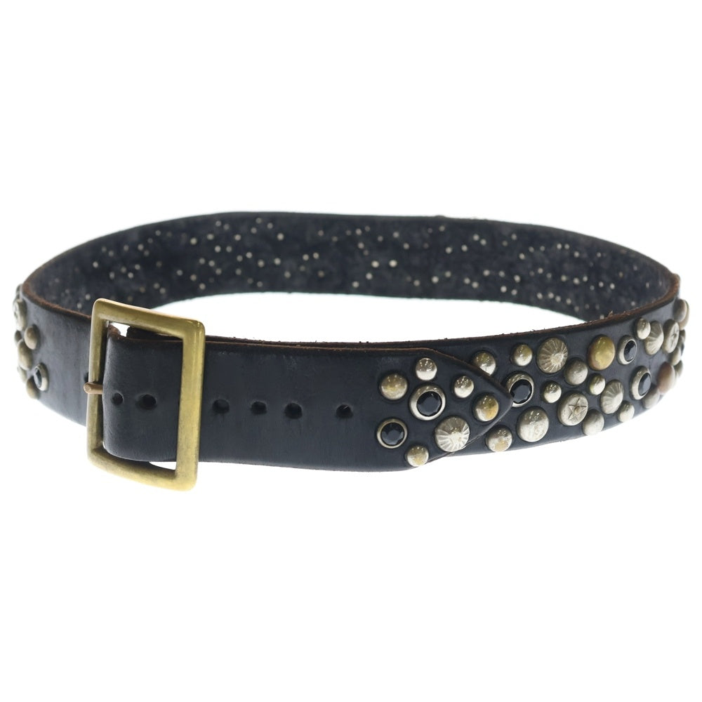 HTC(エイチティーシー) Studs Leather Belt スタッズ レザー ベルト ブラック/ゴールド