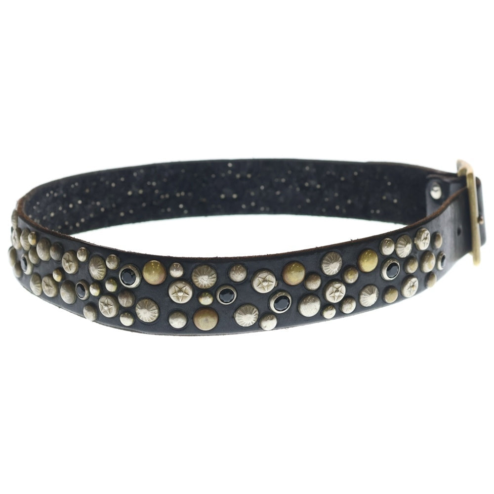 HTC(エイチティーシー) Studs Leather Belt スタッズ レザー ベルト ブラック/ゴールド