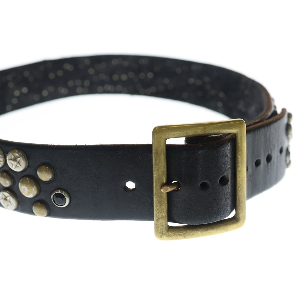 HTC(エイチティーシー) Studs Leather Belt スタッズ レザー ベルト ブラック/ゴールド