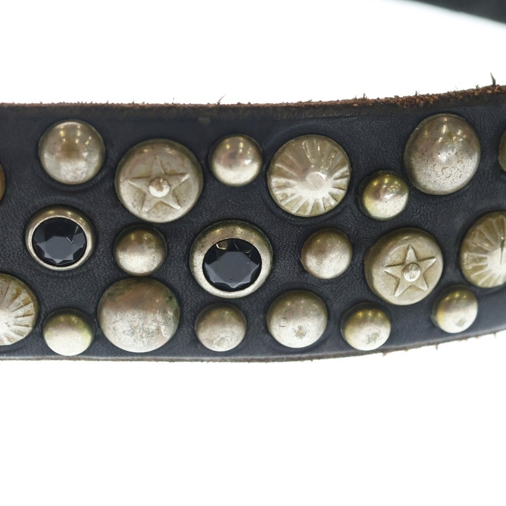 HTC(エイチティーシー) Studs Leather Belt スタッズ レザー ベルト ブラック/ゴールド