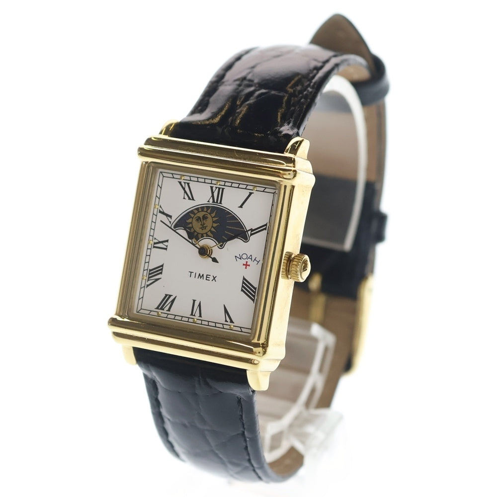 TIMEX(タイメックス) ×NOAH ノア ムーンフェイズ クオーツ時計 ウォッチ 腕時計 ローマ数字 革ベルト ゴールド/ブラック TW2W72800