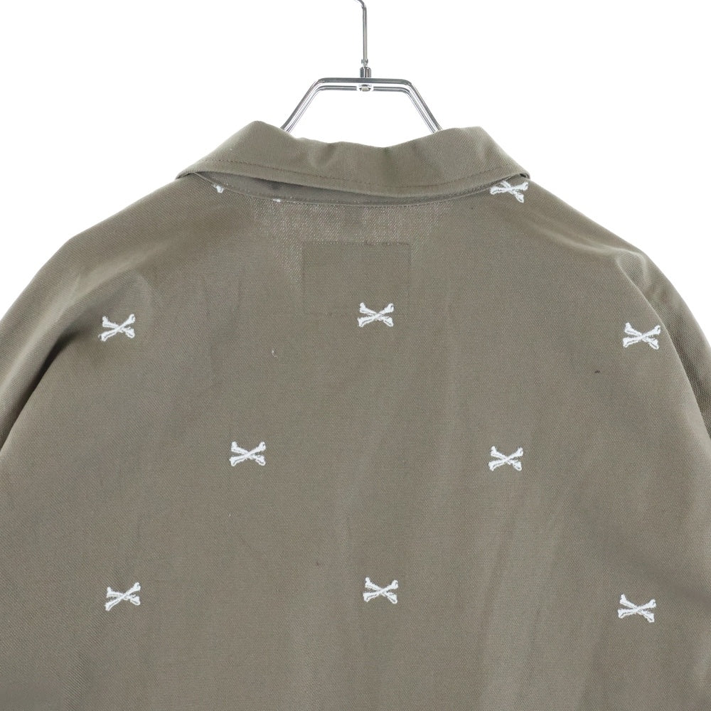 WTAPS(ダブルタップス) 22SS JUNGLE 01 LS/COTTON OXFORD TEXTILE クロス ボーン刺繍 ジャングル オックスフォード ミリタリー シャツ ジャケット ブラウン 221WVDT-SHM02