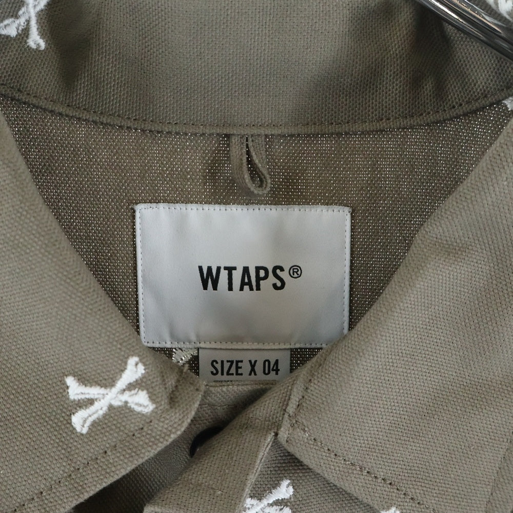 WTAPS(ダブルタップス) 22SS JUNGLE 01 LS/COTTON OXFORD TEXTILE クロス ボーン刺繍 ジャングル オックスフォード ミリタリー シャツ ジャケット ブラウン 221WVDT-SHM02