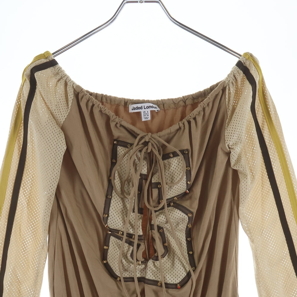 JADED LONDON(ジェイデッドロンドン) LACE-UP NUMBER DRESS レースアップ ナンバー ドレス ワンピース ベージュ レディース JWD4601