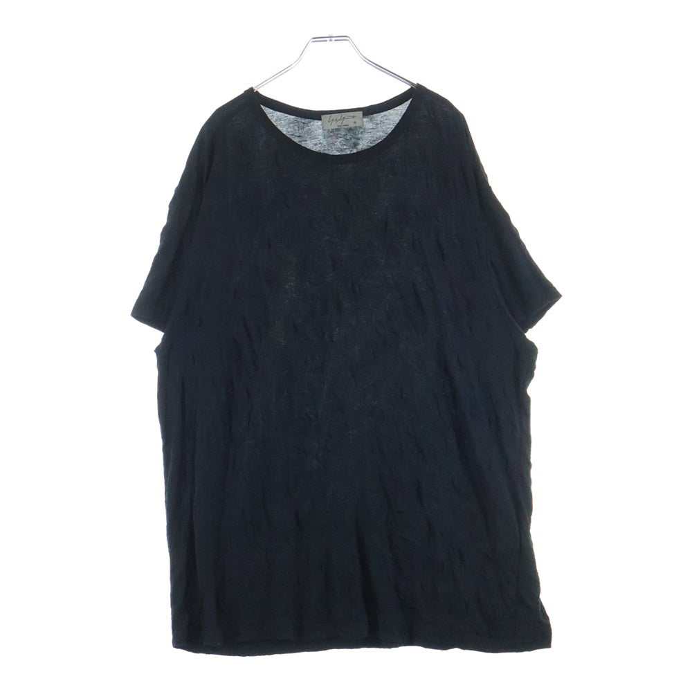 Yohji Yamamoto POUR HOMME(ヨウジヤマモト プールオム) 20SS シワ加工 クルーネック半袖Tシャツカットソー ブラック HN-T87-889