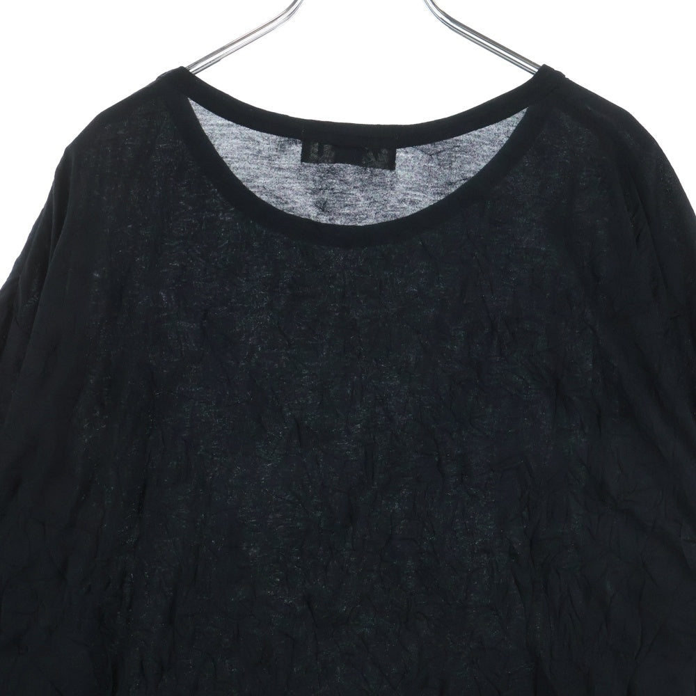 Yohji Yamamoto POUR HOMME(ヨウジヤマモト プールオム) 20SS シワ加工 クルーネック半袖Tシャツカットソー ブラック HN-T87-889