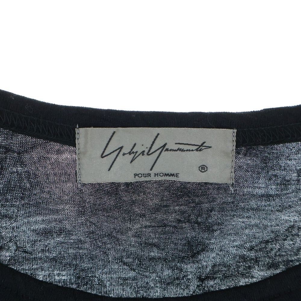 Yohji Yamamoto POUR HOMME(ヨウジヤマモト プールオム) 20SS シワ加工 クルーネック半袖Tシャツカットソー ブラック HN-T87-889