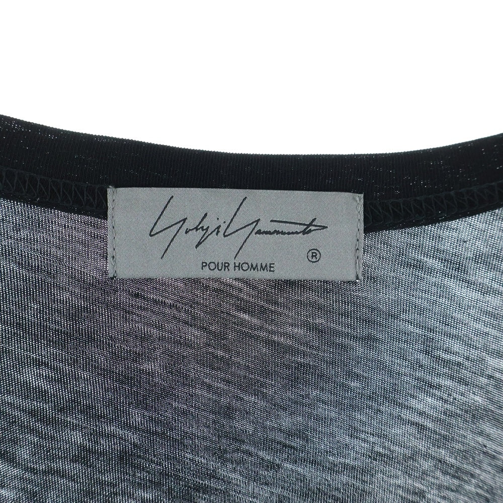 Yohji Yamamoto POUR HOMME(ヨウジヤマモト プールオム) アシンメトリー サイドリボン クルーネックTシャツカットソー ノースリーブ ブラック HG-T14-988