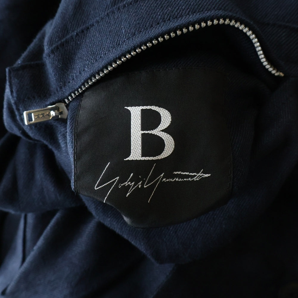 B Yohji Yamamoto(ビー ヨウジヤマモト) コットン ジップアップ スタンドカラーコート ブラック NR-B57-804