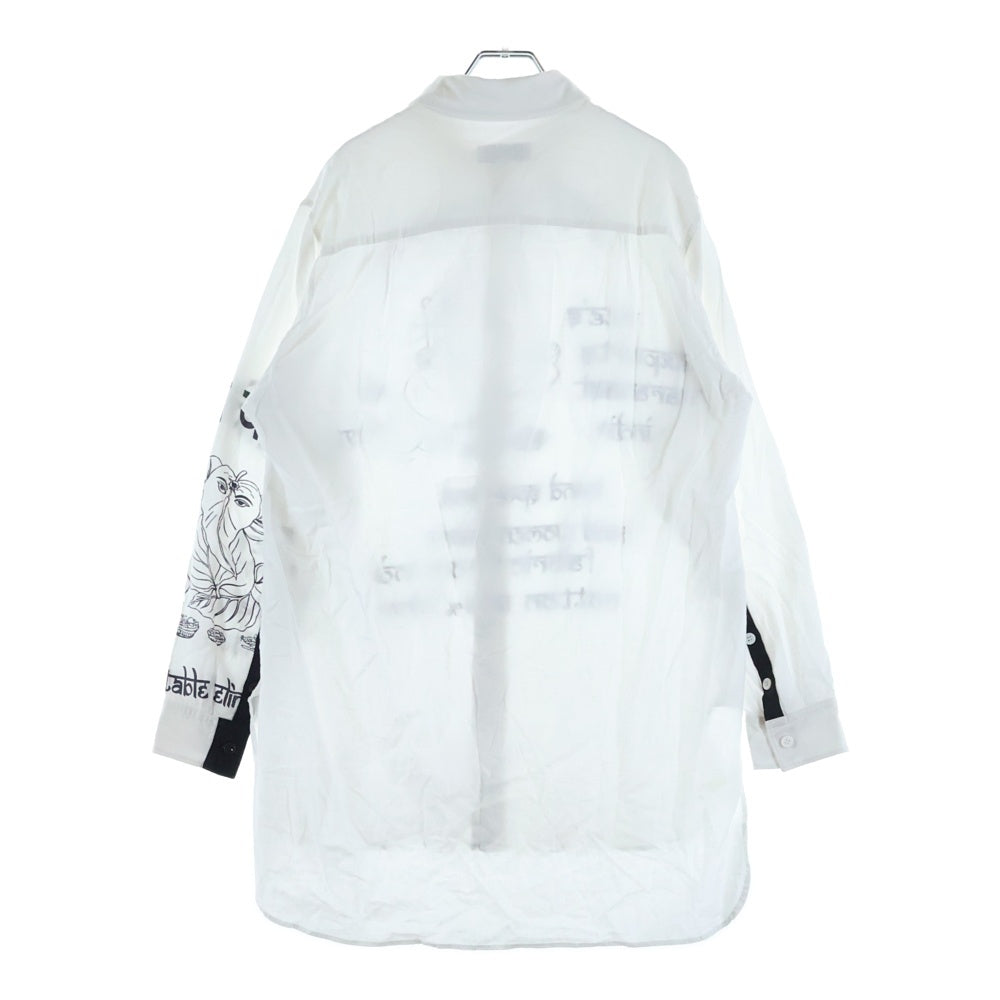 Yohji Yamamoto POUR HOMME(ヨウジヤマモト プールオム) ガネーシャ プリント 長袖シャツ ホワイト HE-B20-529