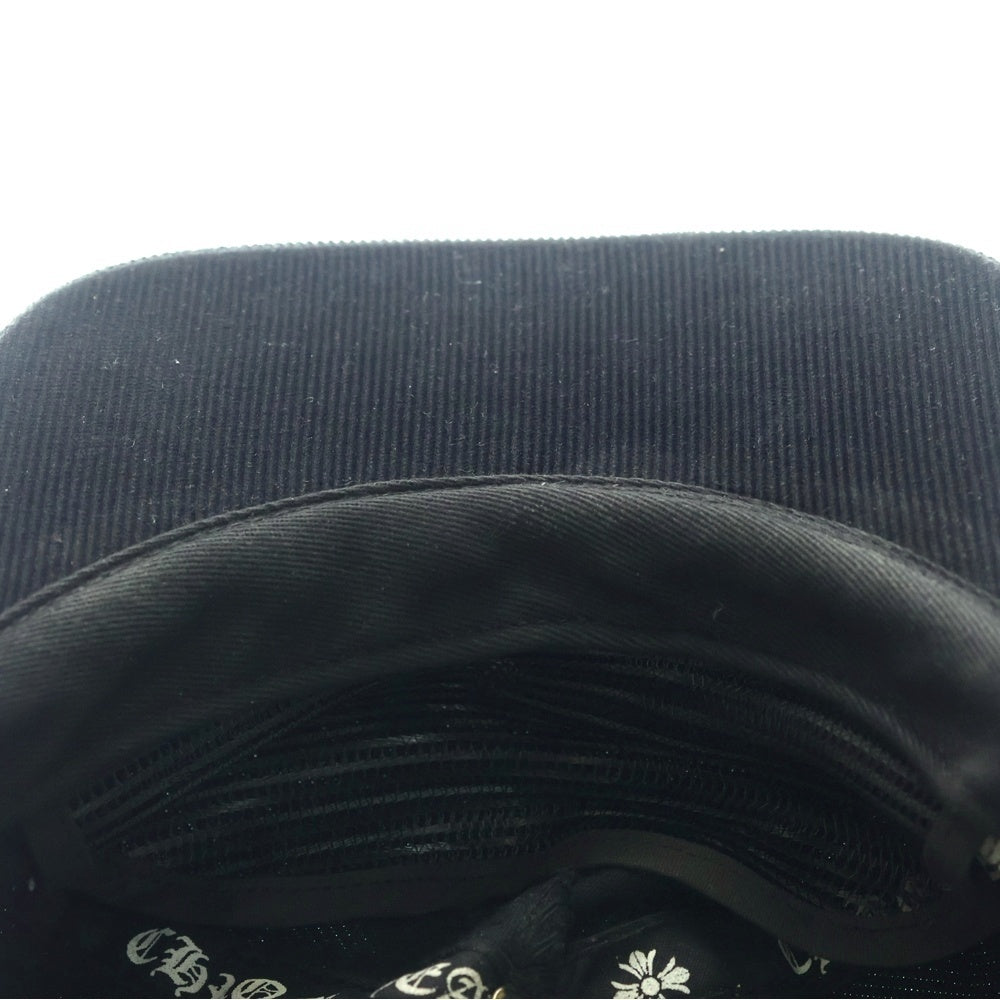 CHROME HEARTS(クロムハーツ) SLOUCHY 5 PANEL CAP ダガー装飾クロスボール付きスエードレザーキャップ 帽子 ブラック/シルバー
