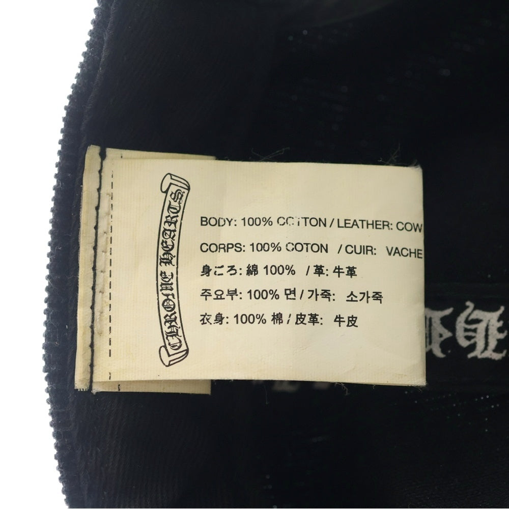 CHROME HEARTS(クロムハーツ) SLOUCHY 5 PANEL CAP ダガー装飾クロスボール付きスエードレザーキャップ 帽子 ブラック/シルバー